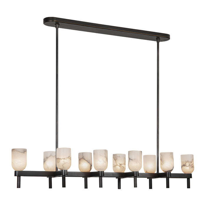 Lucian Ten Light Linear Pendant Urban Bronze/Alabaster-Linear/Island-Alora-Lighting Design Store
