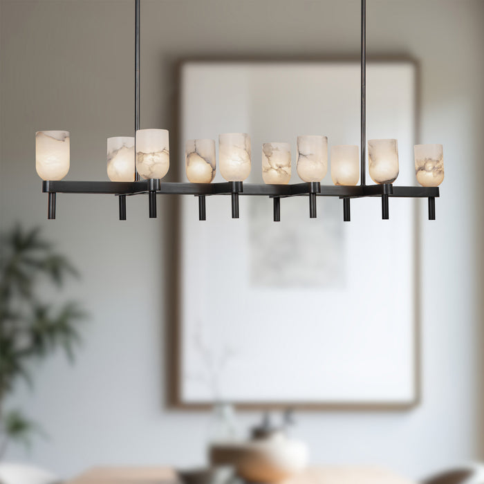 Lucian Ten Light Linear Pendant Urban Bronze/Alabaster-Linear/Island-Alora-Lighting Design Store