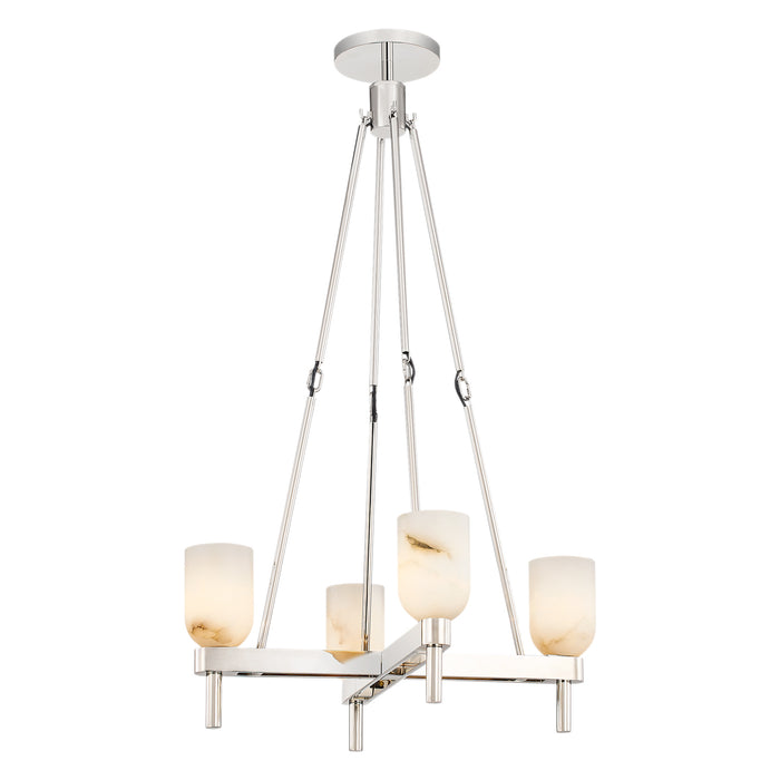 Lucian Four Light Pendant Polished Nickel/Alabaster-Mid. Chandeliers-Alora-Lighting Design Store
