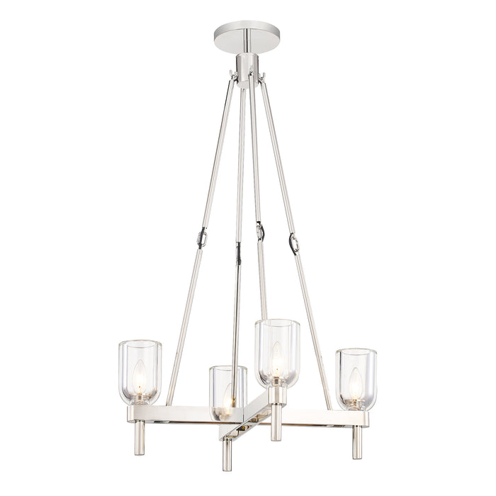 Lucian Four Light Pendant Clear Crystal/Polished Nickel-Mid. Chandeliers-Alora-Lighting Design Store