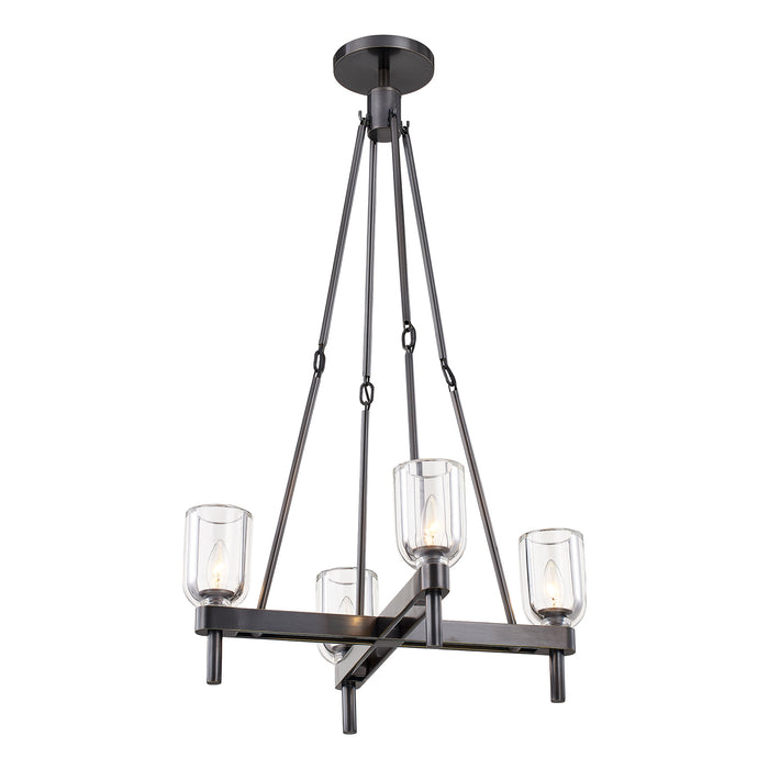 Lucian Four Light Pendant Clear Crystal/Urban Bronze-Mid. Chandeliers-Alora-Lighting Design Store