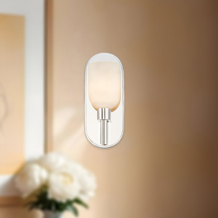 Lucian One Light Vanity Polished Nickel/Alabaster-Sconces-Alora-Lighting Design Store
