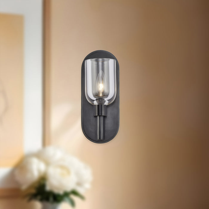 Lucian One Light Vanity Clear Crystal/Urban Bronze-Sconces-Alora-Lighting Design Store