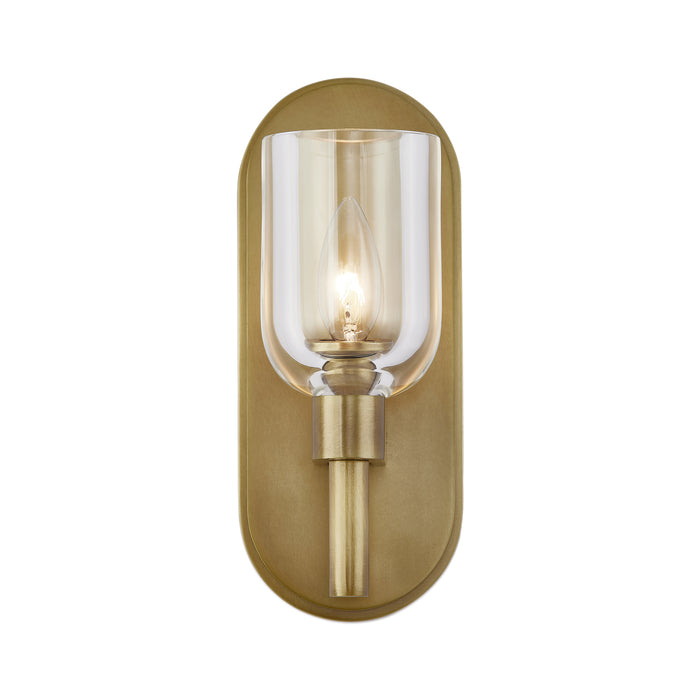 Lucian One Light Vanity Clear Crystal/Vintage Brass-Sconces-Alora-Lighting Design Store