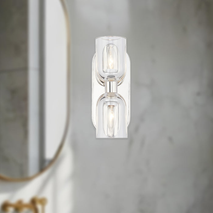 Lucian Two Light Vanity Clear Crystal/Polished Nickel-Bathroom Fixtures-Alora-Lighting Design Store