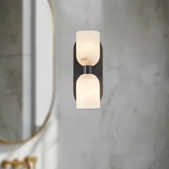 Lucian Two Light Vanity Urban Bronze/Alabaster-Bathroom Fixtures-Alora-Lighting Design Store