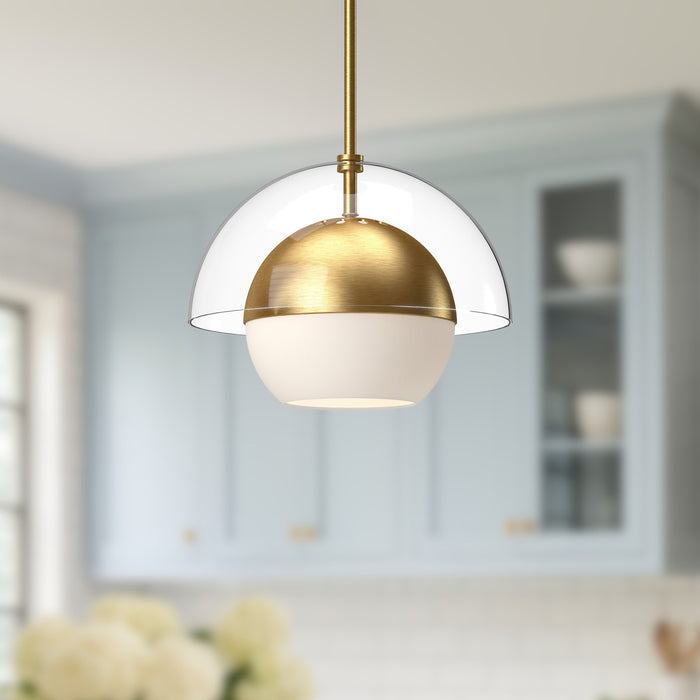 Lucy One Light Pendant Brushed Gold/Opal Matte Glass-Pendants-Alora-Lighting Design Store