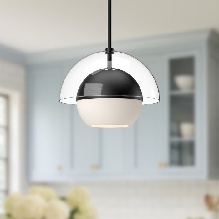 Lucy One Light Pendant Matte Black/Opal Matte Glass-Pendants-Alora-Lighting Design Store