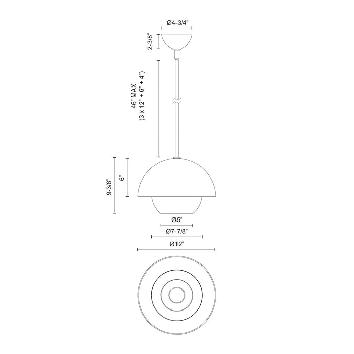 Lucy One Light Pendant Matte Black/Opal Matte Glass-Pendants-Alora-Lighting Design Store