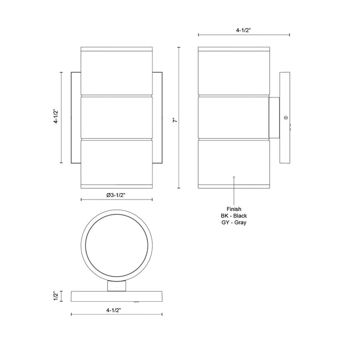 Lund LED Wall Sconce Gray-Exterior-Kuzco Lighting-Lighting Design Store
