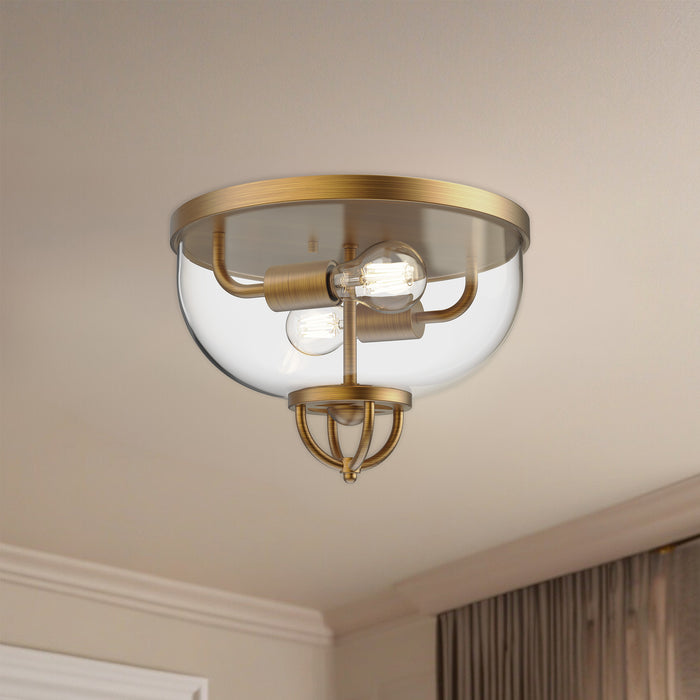 Lancaster Two Light Flush Mount Aged Gold-Flush Mounts-Alora-Lighting Design Store