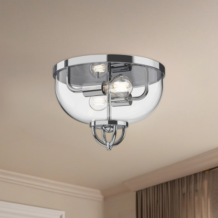 Lancaster Two Light Flush Mount Chrome-Flush Mounts-Alora-Lighting Design Store