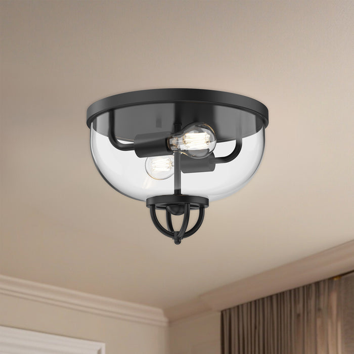 Lancaster Two Light Flush Mount Matte Black-Flush Mounts-Alora-Lighting Design Store