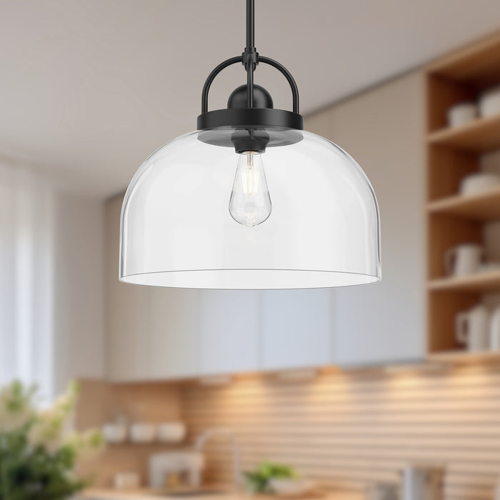 Lancaster One Light Pendant Matte Black-Pendants-Alora-Lighting Design Store
