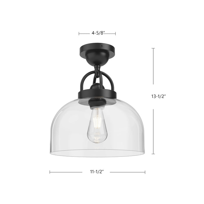 Lancaster One Light Semi-Flush Mount Matte Black-Semi-Flush Mts.-Alora-Lighting Design Store
