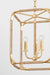Gold chandelier with three light bulbs on a white background
