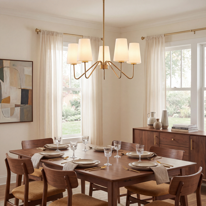 Mchan Five Light Chandelier Natural Brass