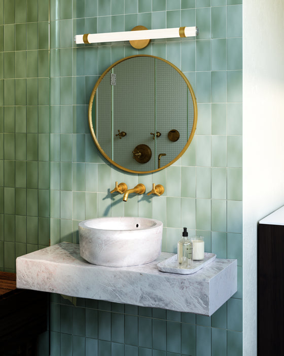 Madison LED Vanity Vintage Brass/Glossy Opal-Bathroom Fixtures-Alora-Lighting Design Store