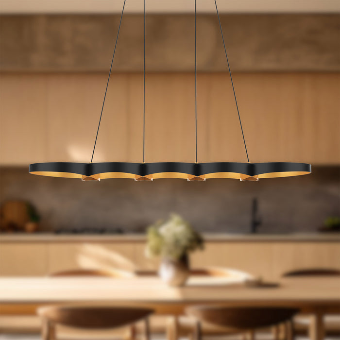 Maestro LED Linear Pendant Black/Gold-Linear/Island-Kuzco Lighting-Lighting Design Store