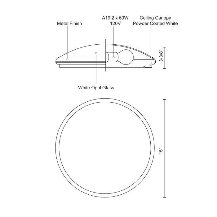 Malta Two Light Flush Mount Brushed Nickel-Flush Mounts-Kuzco Lighting-Lighting Design Store