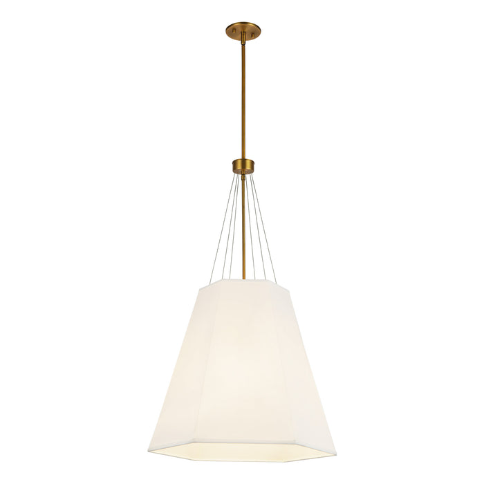 Manila Three Light Pendant Aged Gold/White Linen-Pendants-Alora-Lighting Design Store
