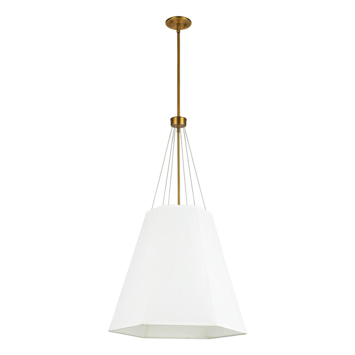 Manila Three Light Pendant Aged Gold/White Linen-Pendants-Alora-Lighting Design Store