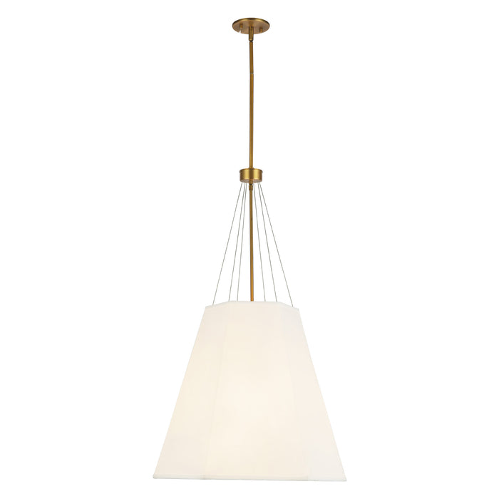Manila Three Light Pendant Aged Gold/White Linen-Pendants-Alora-Lighting Design Store