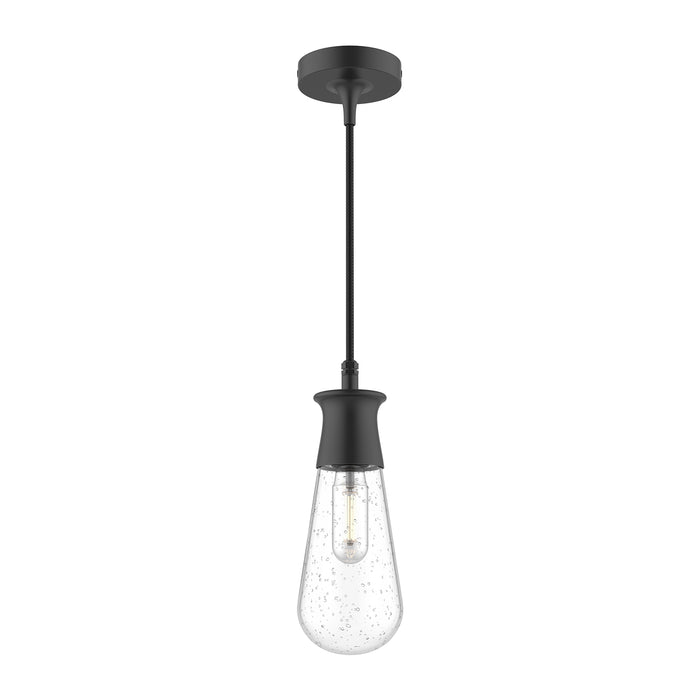 Marcel One Light Outdoor Pendant Clear Bubble Glass/Textured Black-Mini Pendants-Alora-Lighting Design Store