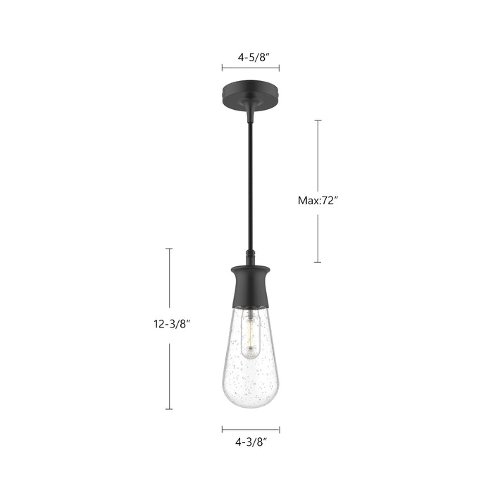 Marcel One Light Outdoor Pendant Clear Bubble Glass/Textured Black-Mini Pendants-Alora-Lighting Design Store