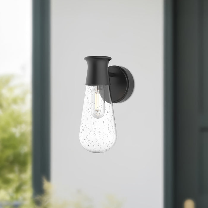 Marcel One Light Outdoor Wall Lantern Clear Bubble Glass/Textured Black-Sconces-Alora-Lighting Design Store