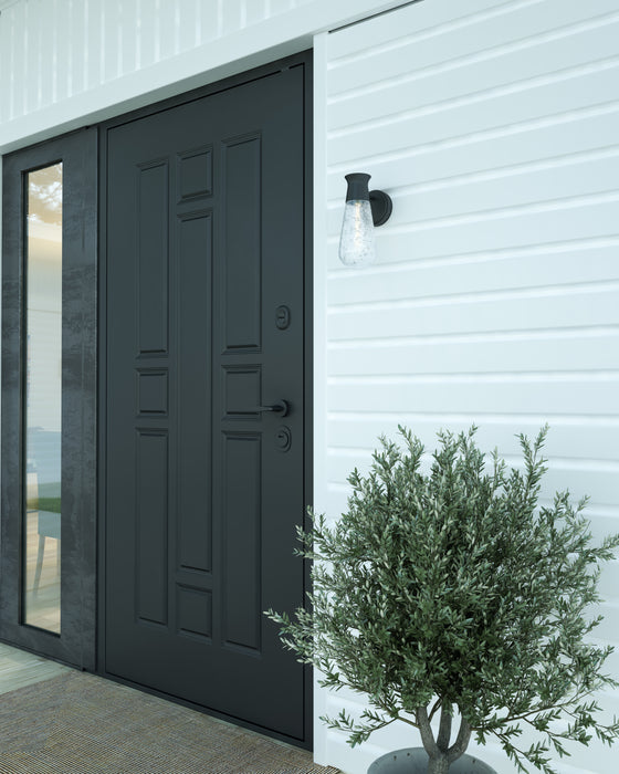 Marcel One Light Outdoor Wall Lantern Clear Bubble Glass/Textured Black-Sconces-Alora-Lighting Design Store