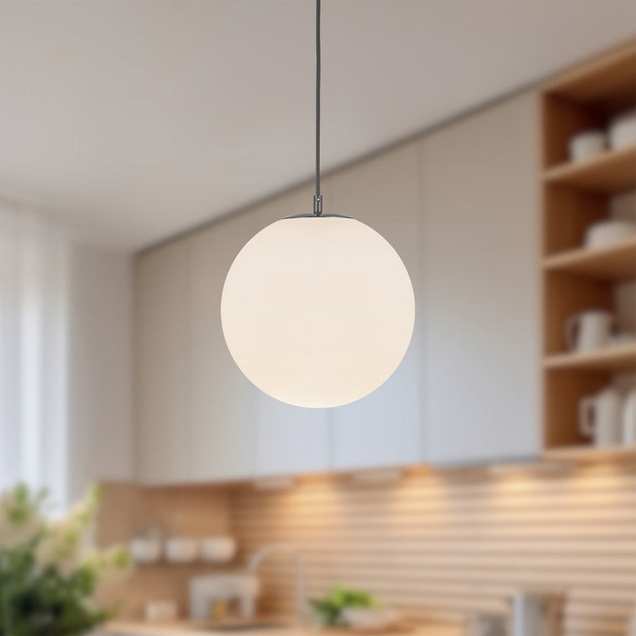Marco One Light Pendant Black/Opal Glass-Pendants-Kuzco Lighting-Lighting Design Store