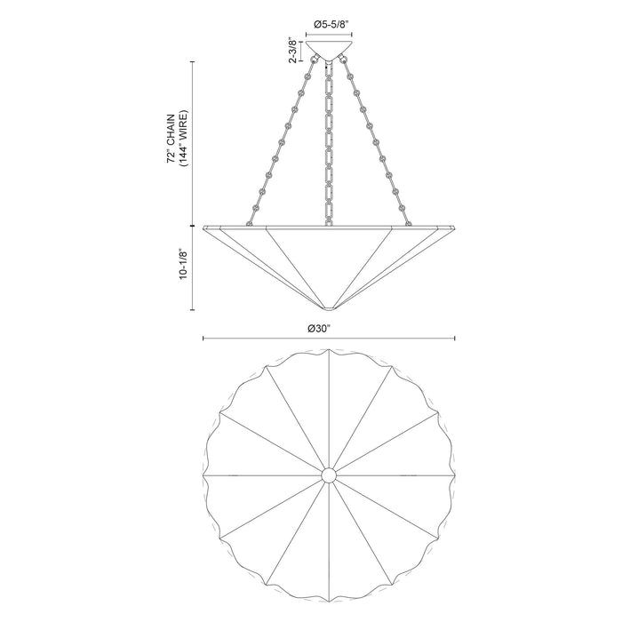 Martine Four Light Chandelier Antique White-Pendants-Alora-Lighting Design Store