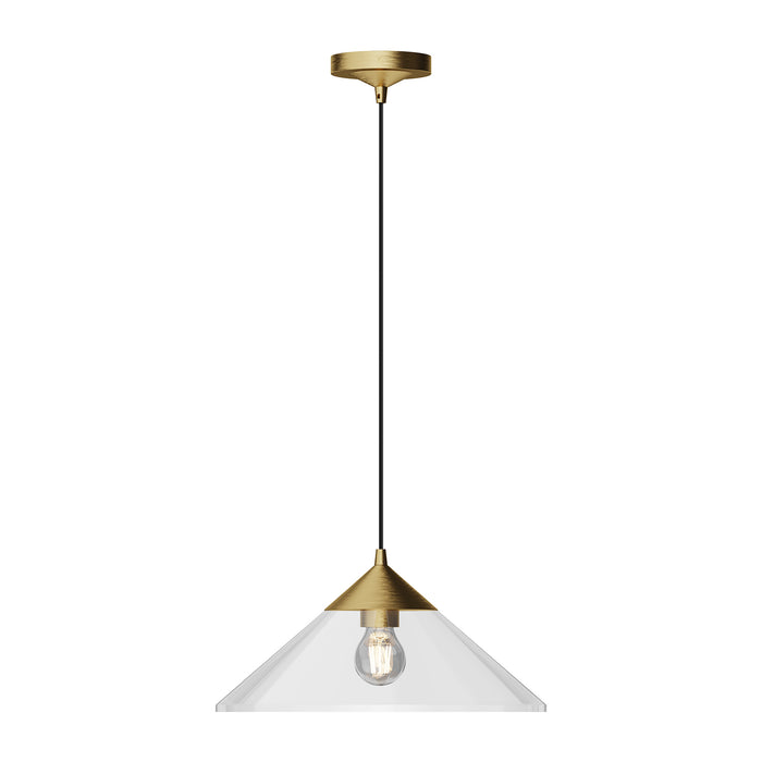 Mauer One Light Pendant Brushed Gold/Clear Glass-Pendants-Alora-Lighting Design Store