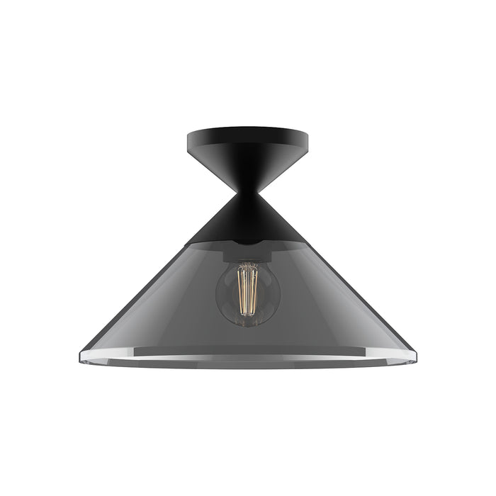 Mauer One Light Semi-Flush Mount Matte Black/Smoked-Flush Mounts-Alora-Lighting Design Store
