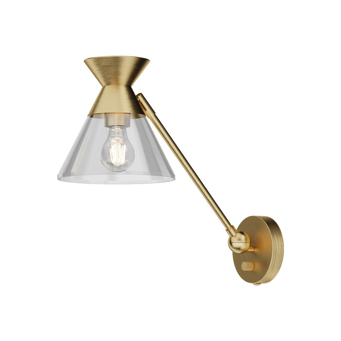 Mauer One Light Wall Sconce Brushed Gold/Clear Glass-Lamps-Alora-Lighting Design Store