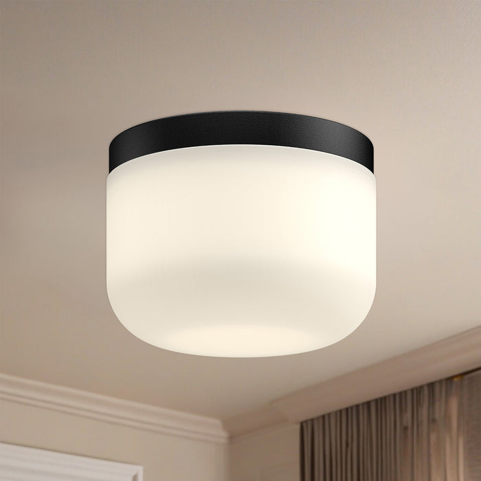 Mel LED Flush Mount Black/Opal Glass-Flush Mounts-Kuzco Lighting-Lighting Design Store