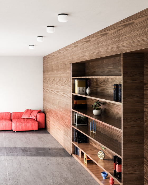 Mel LED Flush Mount Black/Opal Glass-Flush Mounts-Kuzco Lighting-Lighting Design Store