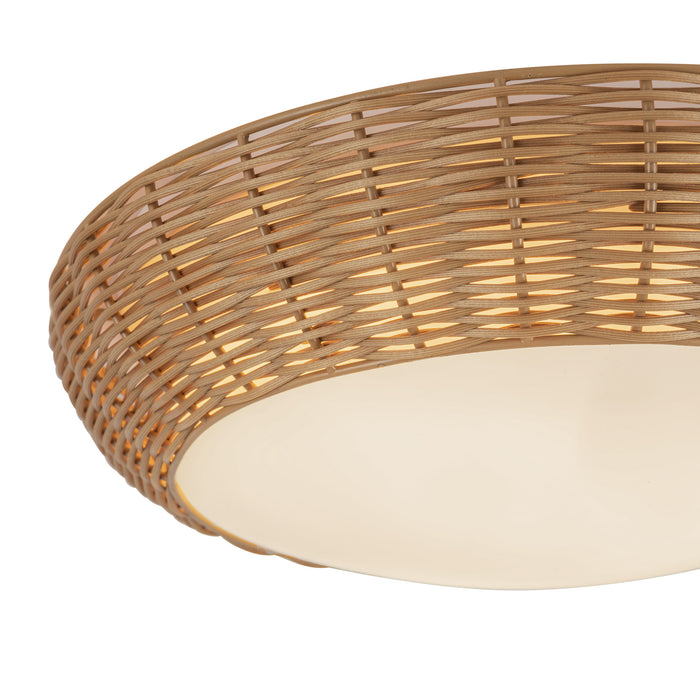 Merida Two Light Flush Mount Rattan-Flush Mounts-Alora-Lighting Design Store