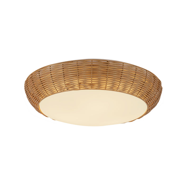 Merida Three Light Flush Mount Rattan-Flush Mounts-Alora-Lighting Design Store
