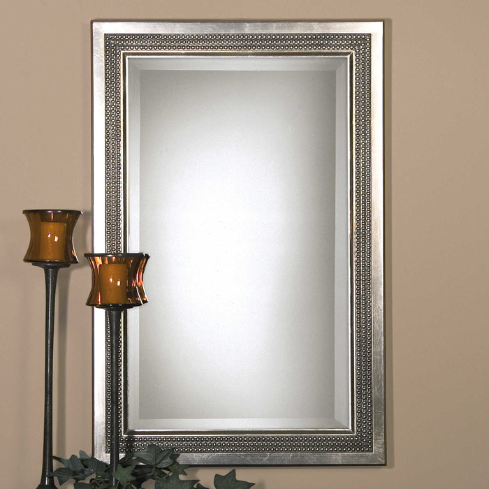 Triple Bead Mirror Silver Leaf w/Light Gray Glaze-Mirrors/Pictures-Uttermost-Lighting Design Store