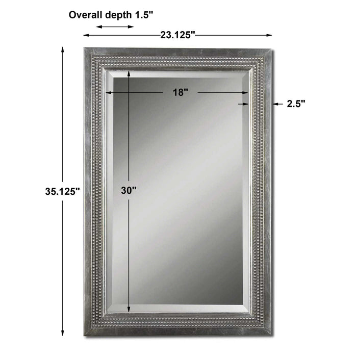 Triple Bead Mirror Silver Leaf w/Light Gray Glaze-Mirrors/Pictures-Uttermost-Lighting Design Store