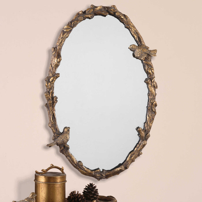Paza Mirror Antiqued Gold Leaf w/Gray Glaze-Mirrors/Pictures-Uttermost-Lighting Design Store