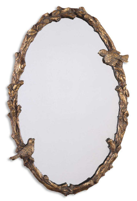Paza Mirror Antiqued Gold Leaf w/Gray Glaze-Mirrors/Pictures-Uttermost-Lighting Design Store
