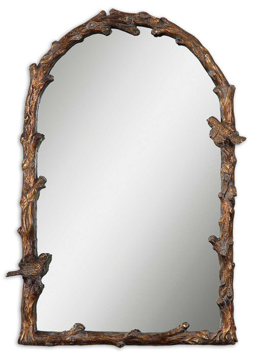 Paza Mirror Antiqued Gold Leaf w/Gray Glaze-Mirrors/Pictures-Uttermost-Lighting Design Store