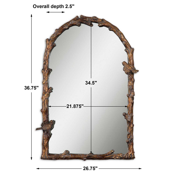 Paza Mirror Antiqued Gold Leaf w/Gray Glaze-Mirrors/Pictures-Uttermost-Lighting Design Store