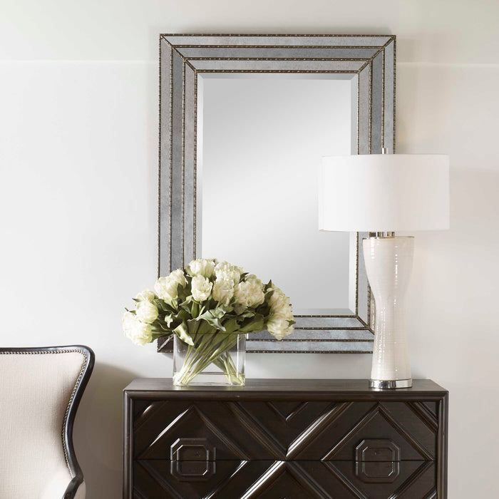 Seymour Mirror Antiqued Mirror w/Burnished Silver-Mirrors/Pictures-Uttermost-Lighting Design Store