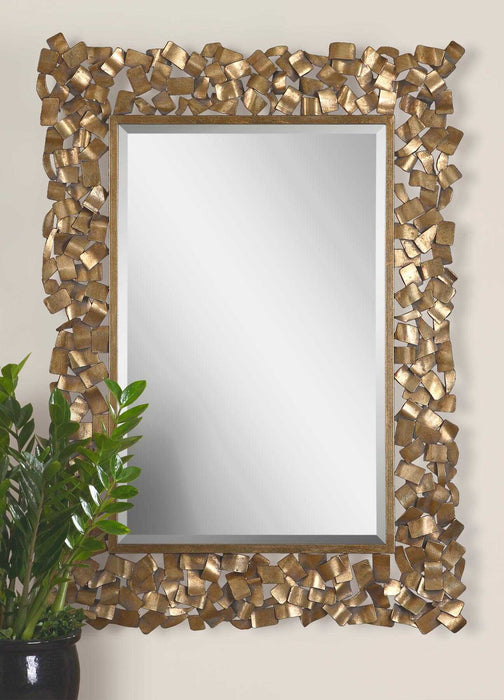 Capulin Mirror Antiqued Gold Leaf w/Light Gray Glaze-Mirrors/Pictures-Uttermost-Lighting Design Store