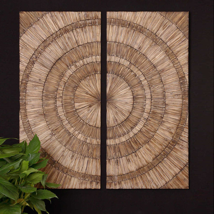 Lanciano Wall Art Natural Wood Chips w/Burnished-Mirrors/Pictures-Uttermost-Lighting Design Store