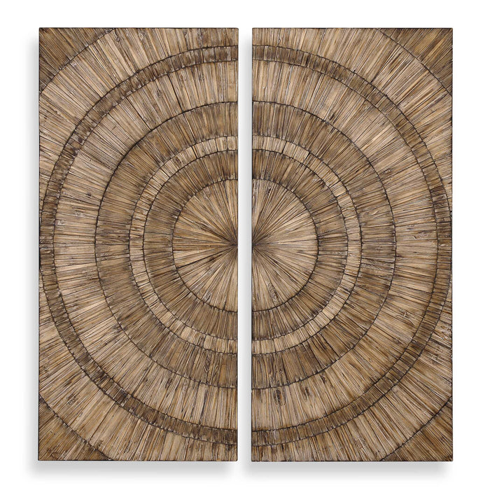 Lanciano Wall Art Natural Wood Chips w/Burnished-Mirrors/Pictures-Uttermost-Lighting Design Store
